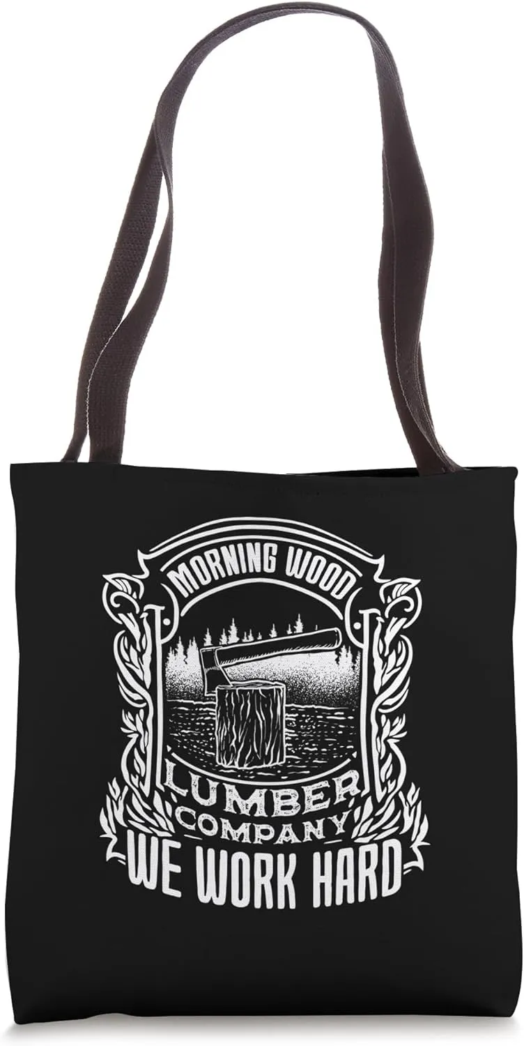 Retro Morning Wood Lumber Company Camping Woodman Tote Bag