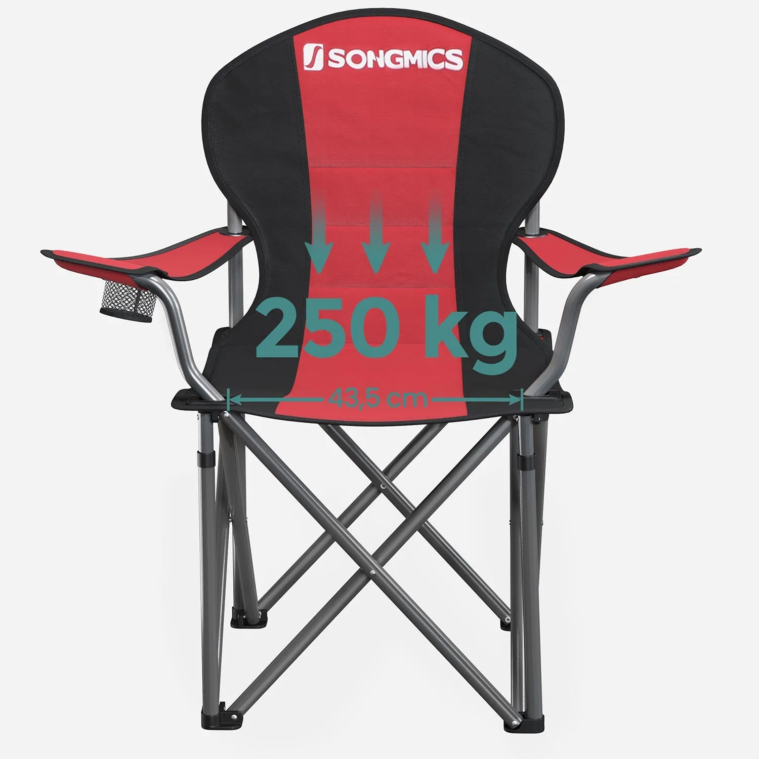 Rootz 2 Pack Red Camping Chairs - Outdoor Chairs - Portable Seats - 600D Oxford Cloth - Foam Padding - Powder Coated Metal Tubes - 90cm x 55cm x 102cm