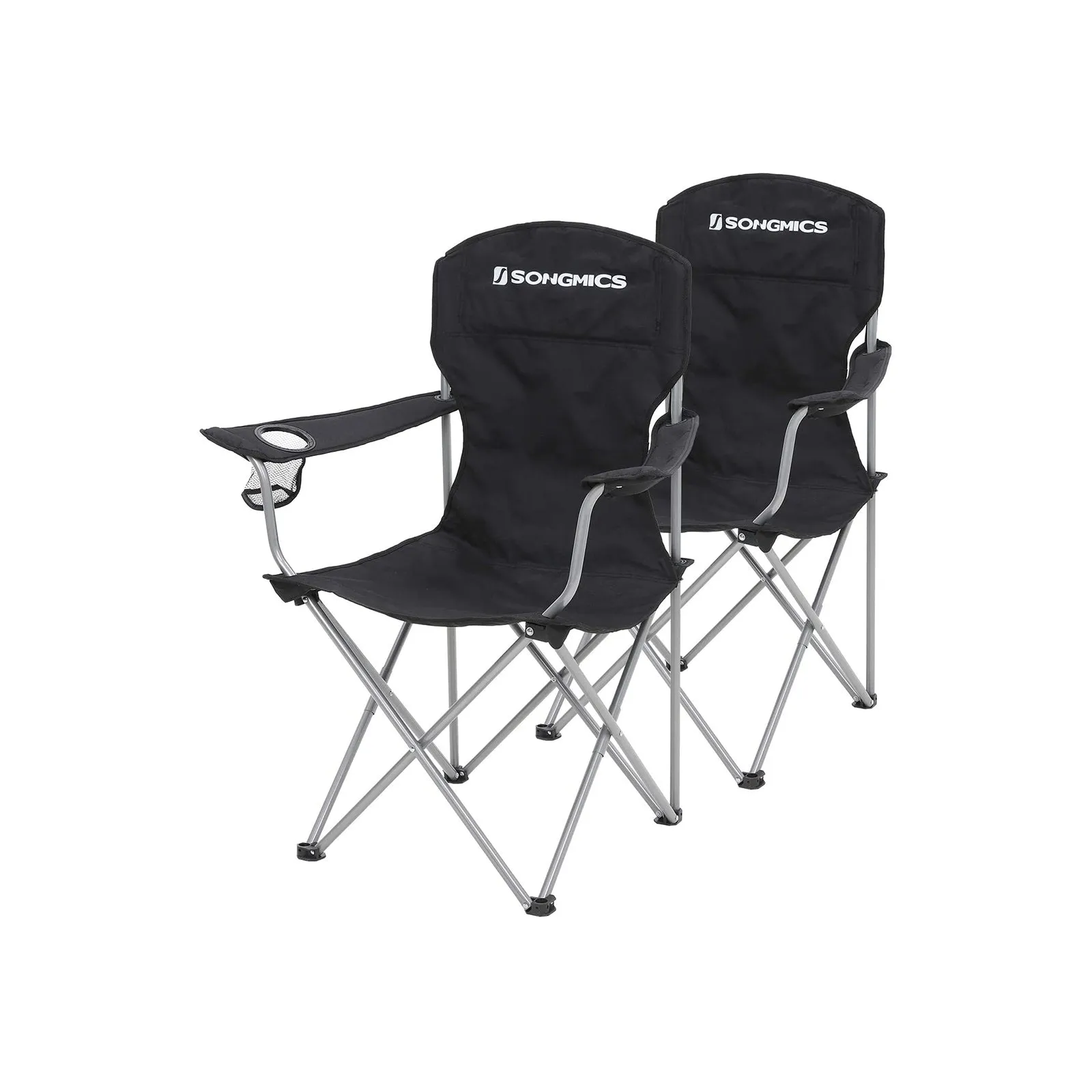 Rootz 2 Piece Set Camping Chair - Beach Chair - Folding Chairs - Comfortable and Practical - Lightweight - Bottle Holder - Oxford Fabric - 76cm x 51.5cm x 95.5cm