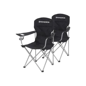 Rootz 2 Piece Set Camping Chair - Beach Chair - Folding Chairs - Comfortable and Practical - Lightweight - Bottle Holder - Oxford Fabric - 76cm x 51.5cm x 95.5cm