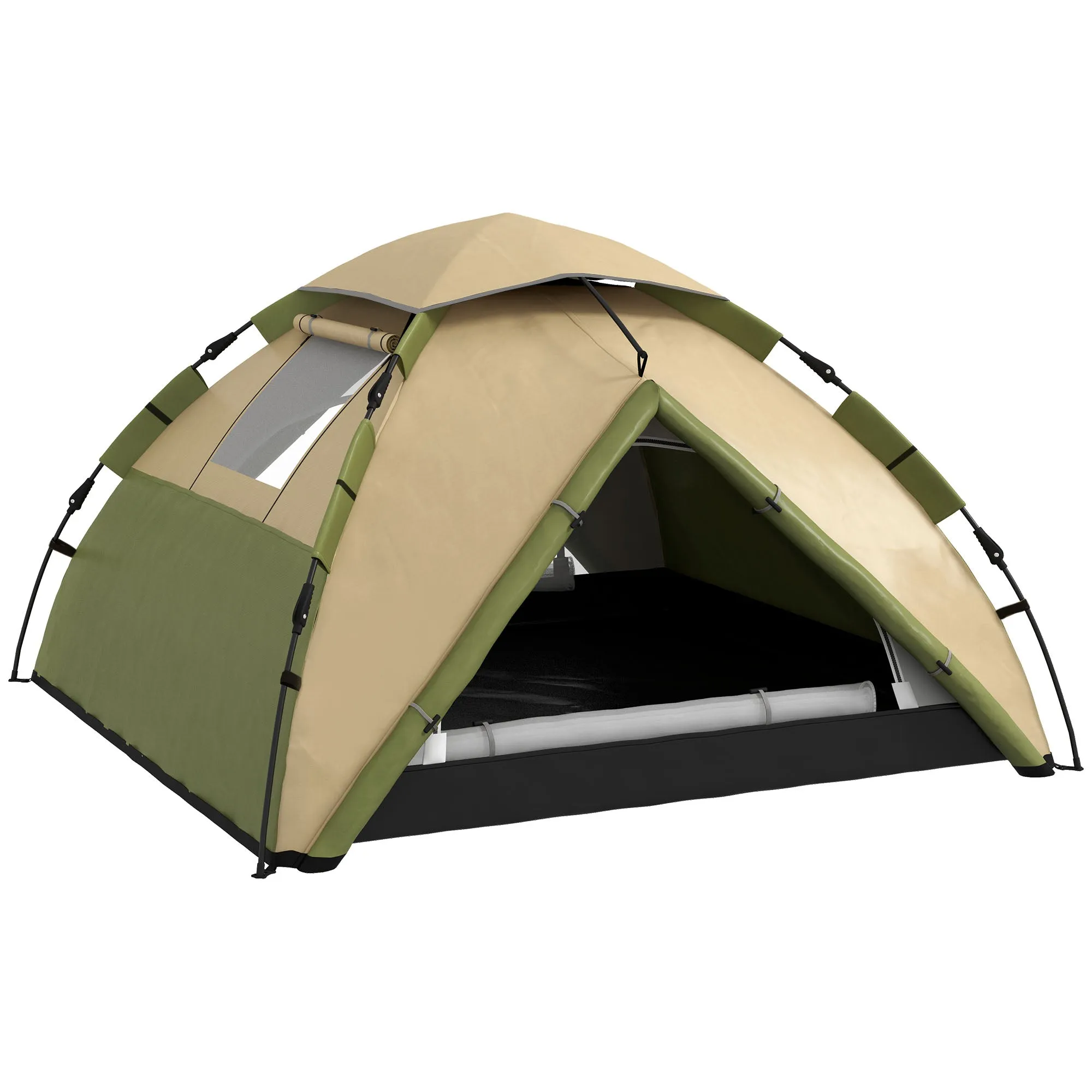 Rootz 3-4 Person Family Camping Tent - Lightweight Shelter - Rainproof Canopy - Waterproof 3000mm - 230cm x 230cm x 130cm