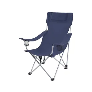 Rootz Camping Chair with Armrests - Outdoor Seat - Folding Chair - Lightweight at 3.8kg - 81 x 70 x 91cm - Dark Blue