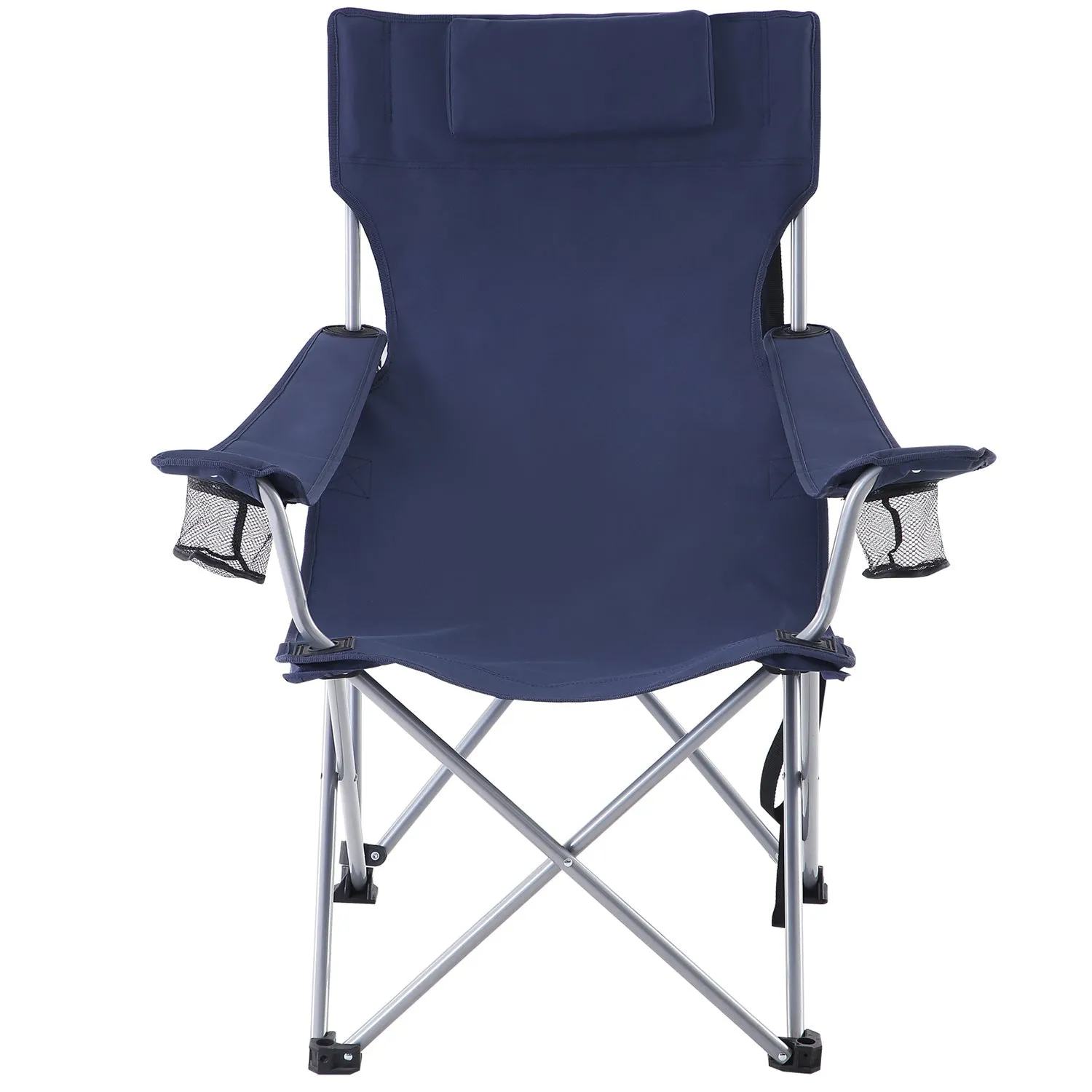 Rootz Camping Chair with Armrests - Outdoor Seat - Folding Chair - Lightweight at 3.8kg - 81 x 70 x 91cm - Dark Blue