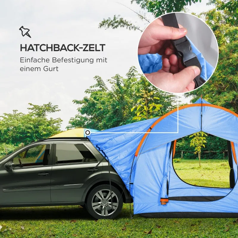 Rootz Car Tent Camping Tent - Car Shelter - Outdoor Canopy - 3 Doors - Weather Resistant - 239cm x 210cm x 210cm - Orange   Blue