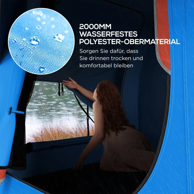 Rootz Car Tent Camping Tent - Car Shelter - Outdoor Canopy - 3 Doors - Weather Resistant - 239cm x 210cm x 210cm - Orange   Blue