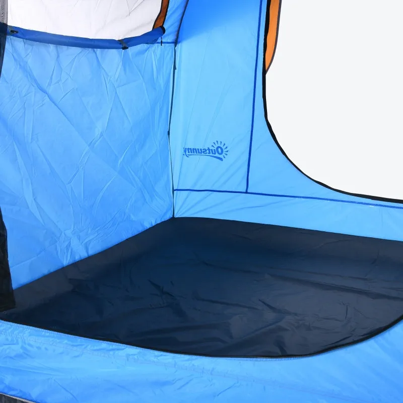 Rootz Car Tent Camping Tent - Car Shelter - Outdoor Canopy - 3 Doors - Weather Resistant - 239cm x 210cm x 210cm - Orange   Blue