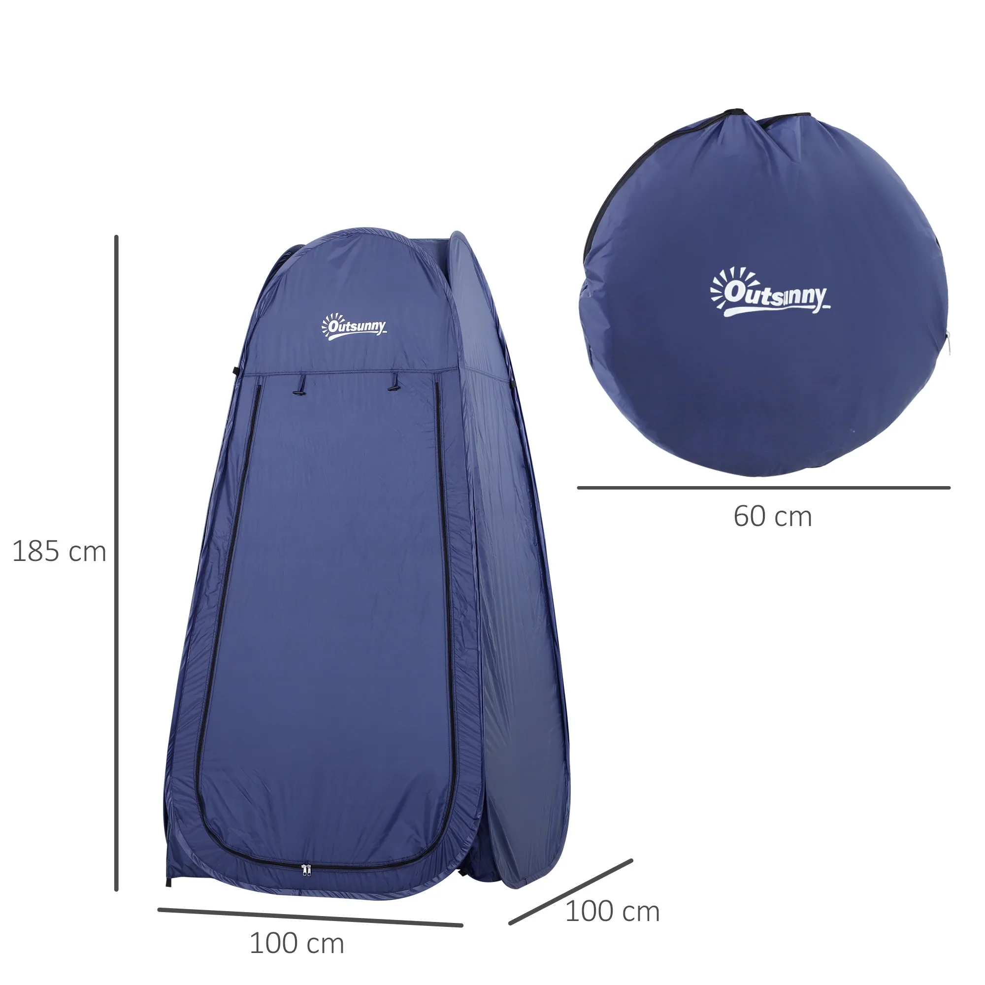 Rootz Foldable Shower Tent - Pop-Up Changing Room - Portable Privacy Shelter - UV Resistant Fabric - 100cm x 100cm x 185cm