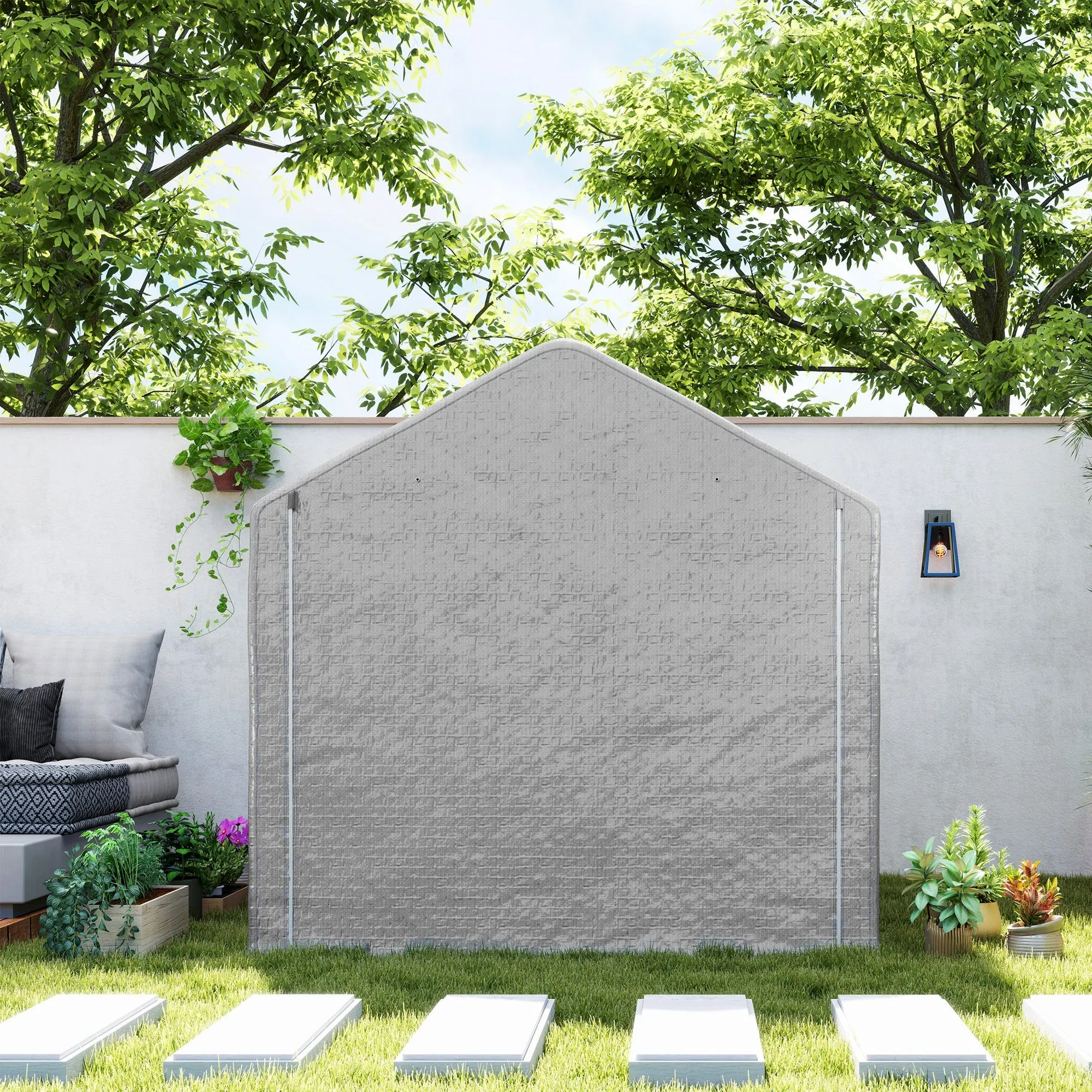 Rootz Outdoor Garden Shelter - Bike Cover - Motorcycle Tent - Waterproof & UV Resistant - Dip Galvanized Steel - 200cm x 200cm x 200cm - Grey