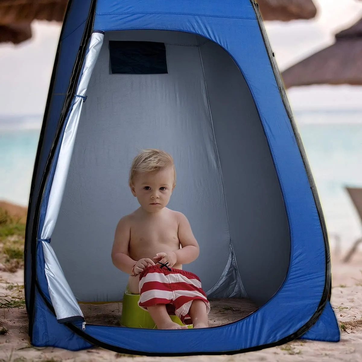ROPODA Pop Up Tent 83inches x 48inches x 48inches, Upgrade Privacy Tent, Porta-Potty Tent Includes 1 Removable Bottom, 8 Stakes, 1 Removable Rain Cover, 1 Carrying Bag