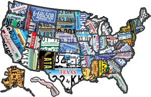 RV State Travel USA Map Vinyl Sticker - Camper Trailer Decals for Window with State Flag - Road Trip Map of America - Waterproof, UV Protection for Window, Door or Wall (License Plate)