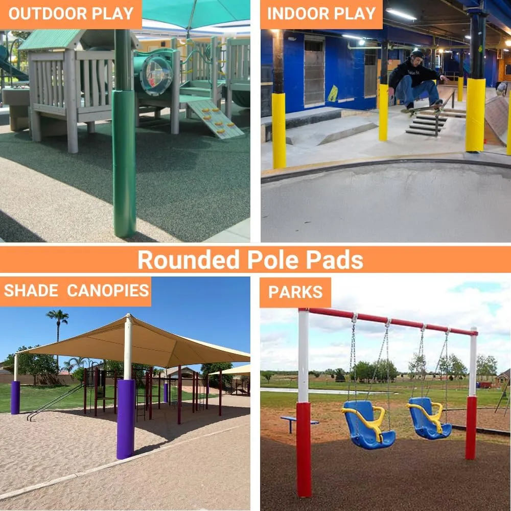 Safety Pole Pad, 6 FT Tall, 1” Thick Foam, Weatherproof, UV-Resistant, Hook/Loop Closure, Pickleball Pole Pad