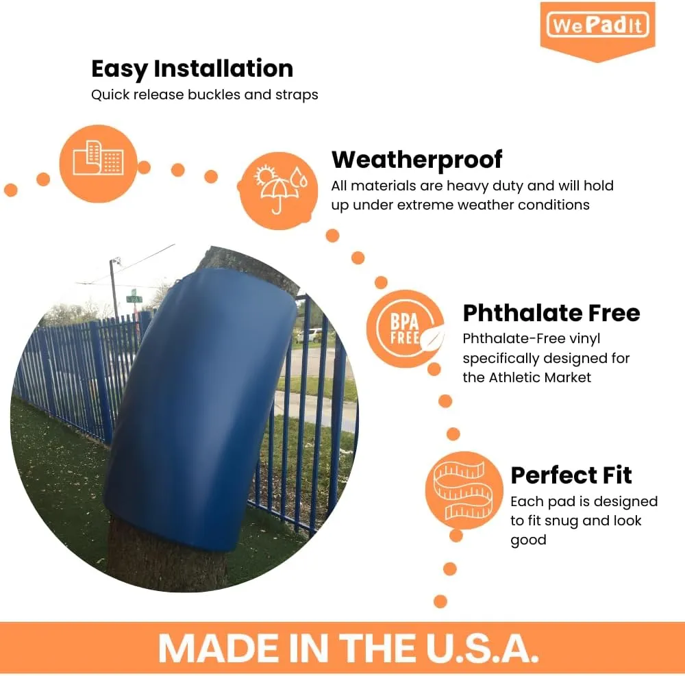 Safety Tree Pad, 6 FT Tall, 2” Thick Foam, Weatherproof, UV-Resistant, Buckle/Strap Closure