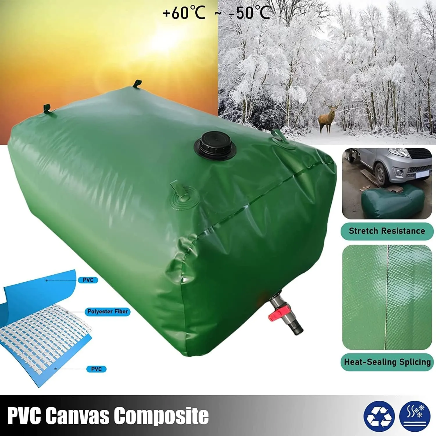 SAFWEL Emergency Water Bladder Tanks Tear-Resistant Water Bag 240L-6000L Emergency Tub Water Container for Bathtub Camping Emergency Water Storage, Portable Water Storage Container Bag (Size : 6000 L