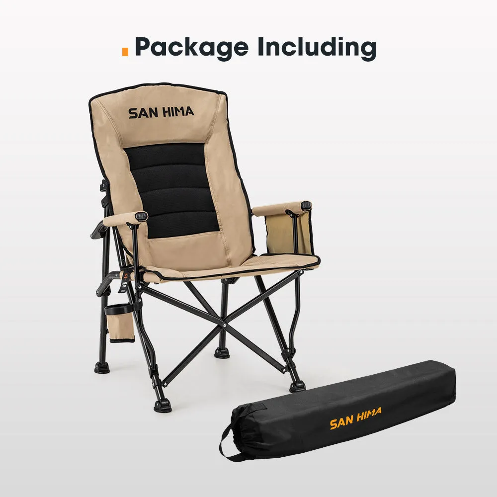 San Hima Folding Camping Chair Outdoor Portable Thick Padding Recliner Khaki