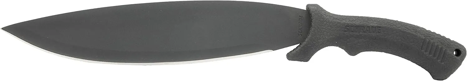 Schrade Mini-Bolo II 18.4in Stainless Steel Fixed Blade Knife with 12in Blade and Rubber Handle for Outdoor Survival, Camping and Everyday Tasks, Black, One Size (1100057)
