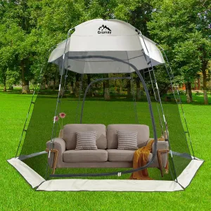 Screen House Tent Outdoor Camping Tent Canopy Mesh Walls Screen Room Portable Sun Shade Hexagon Screened Shelter for Picnic 10x10FT