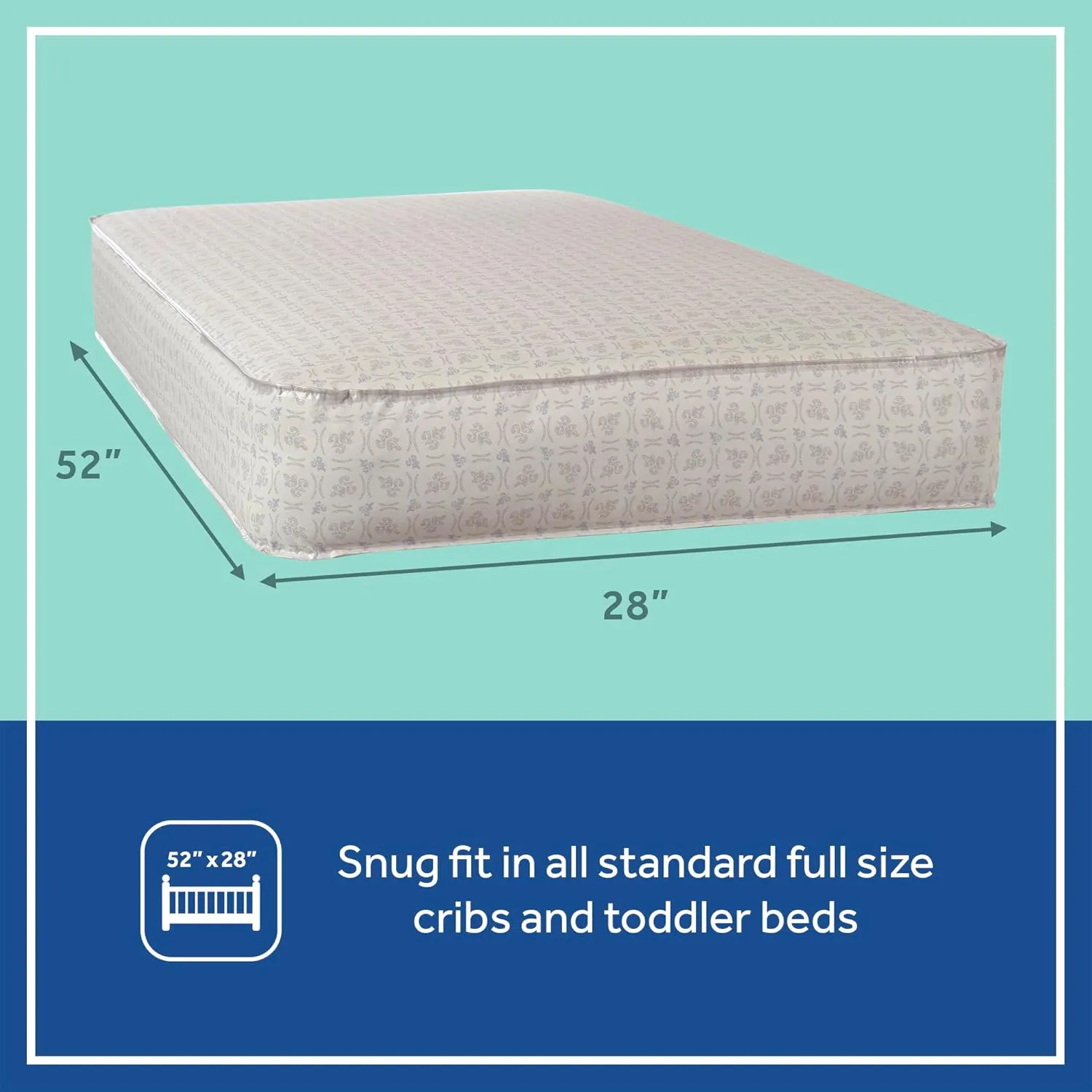 Sealy Baby Firm Rest Antibacterial 2 Stage Waterproof Crib Mattress plus Toddler Bed Fit, 204 Steel Coils, Non Toxic, GREENGUARD Gold Certified, Safety & Quality Tested, Made in USA, 52X28" Gray
