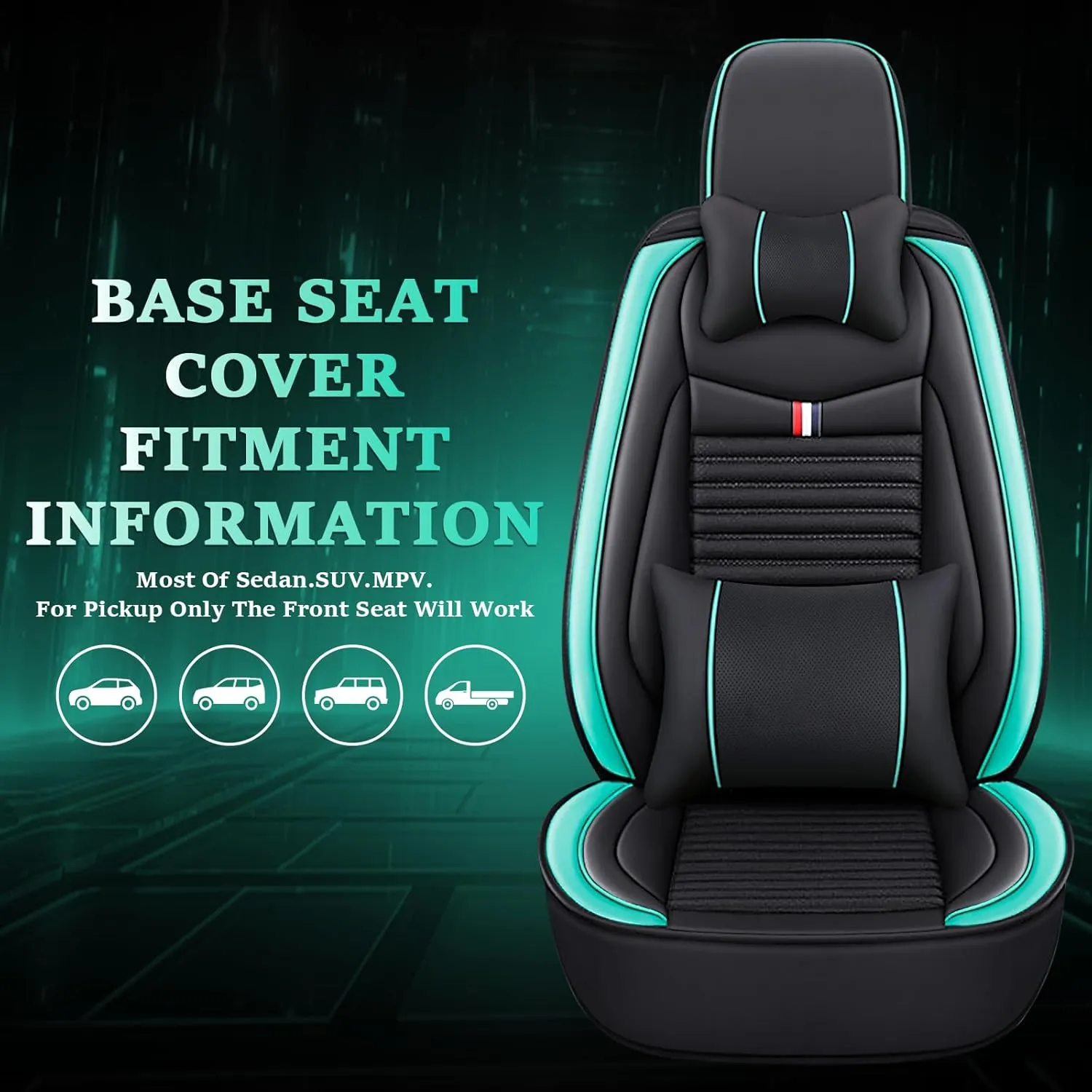 Seat Covers Fit for Nissan Kicks 2018-2024,5 Seats Custom Fit Leather Cover Protector Cushion,Automotive Vehicle Auto Interior Covers(Black Green,Premium Full Set with Pillow)