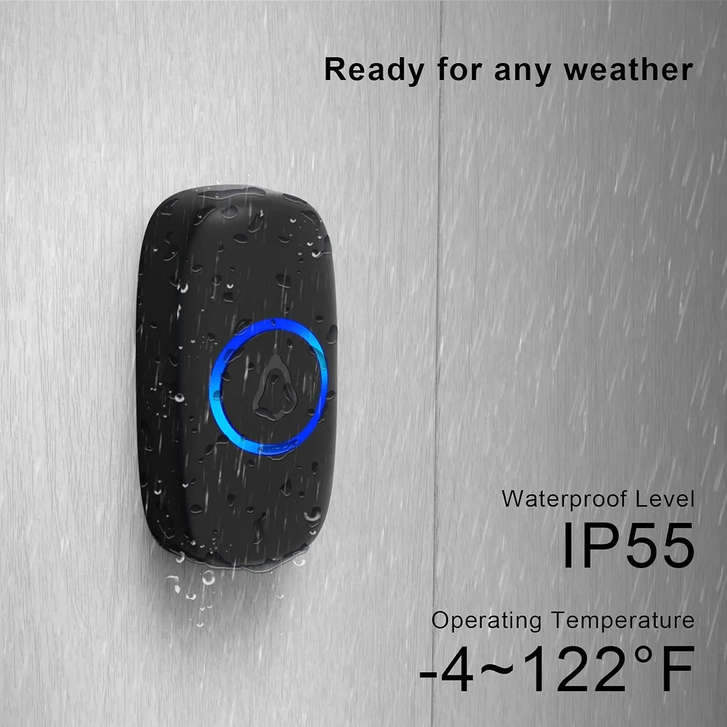 SECRUI Wireless Doorbell, Easy installation, Waterproof, Adjustable Volume, 58 Chimes, Colorful LED, 1000Ft Range, M520 F55, Black