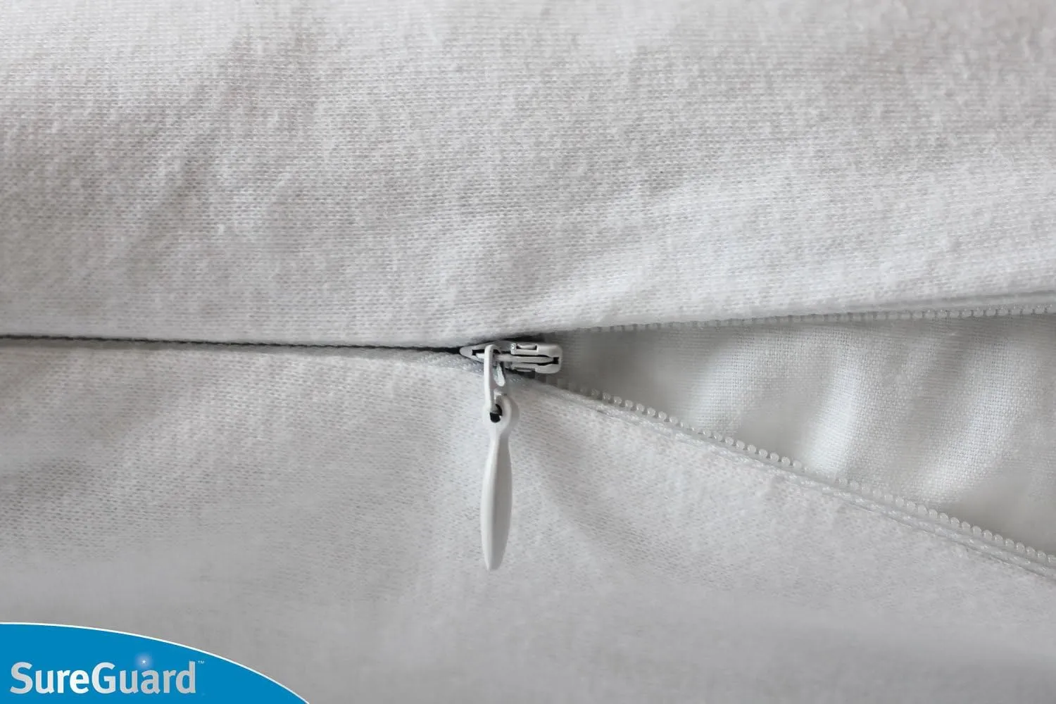 Set of 2 Queen Size SureGuard Pillow Protectors - 100% Waterproof, Bed Bug Proof, Hypoallergenic - Premium Zippered Cotton Covers - Smooth