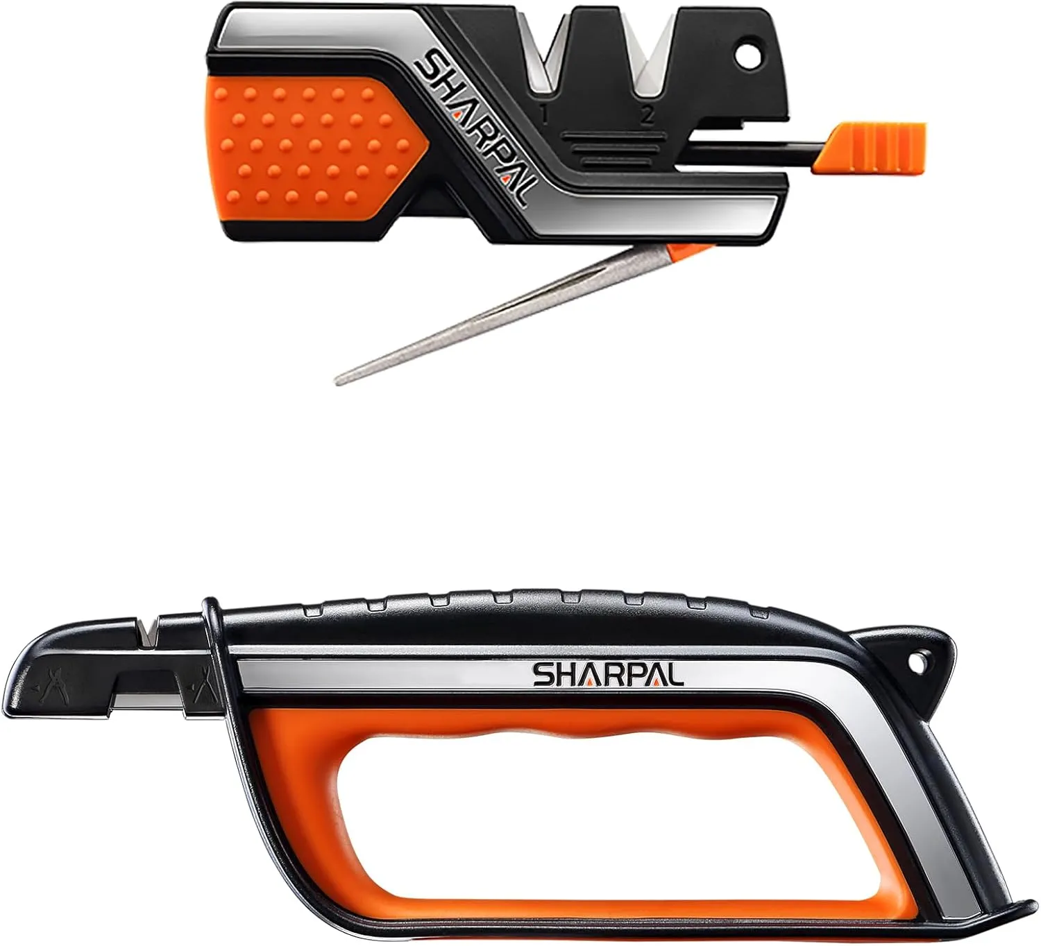 SHARPAL Pocket Knife Sharpener & Survival Tool with Fire Starter Whistle & Diamond Sharpening Rod, Garden Tool Multi-Sharpener for Lawn Mower Blade, Axe, Hatchet, Machete, Pruner, Hedge Shears