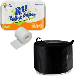 SheeChung RV Toilet Paper - 6 Rolls, Rapid Dissolve, Septic Safe, Travel Toilet Tissue and Fire Pit Cover for Solo Stove Bonfire Fits for 16”-22” Gas Fire Pit Table 22"D x 16"H