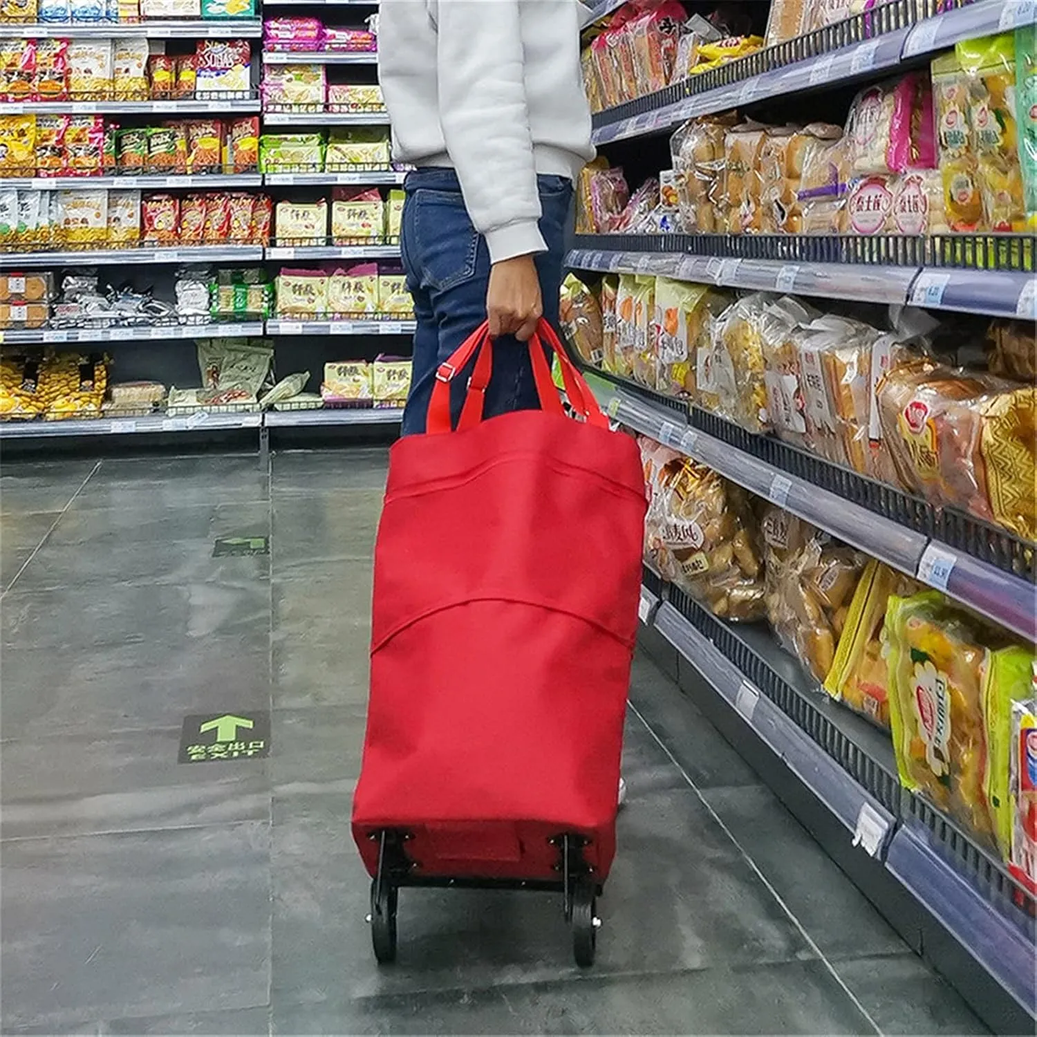 Shopping Cart Wheeled Foldable Shopping Bag Cart Double Rolling Wheels Loading Utility Shopping Laundry Grocery Luggage Folding Hand Truck (Color : Q 5)