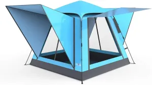 SHQ Tent 4-6 Person Big Camping Automatic Tent Double Layer Waterproof Anti-UV Travel Tents for Family Party Travel Fishing Yurt (Color : Blue)