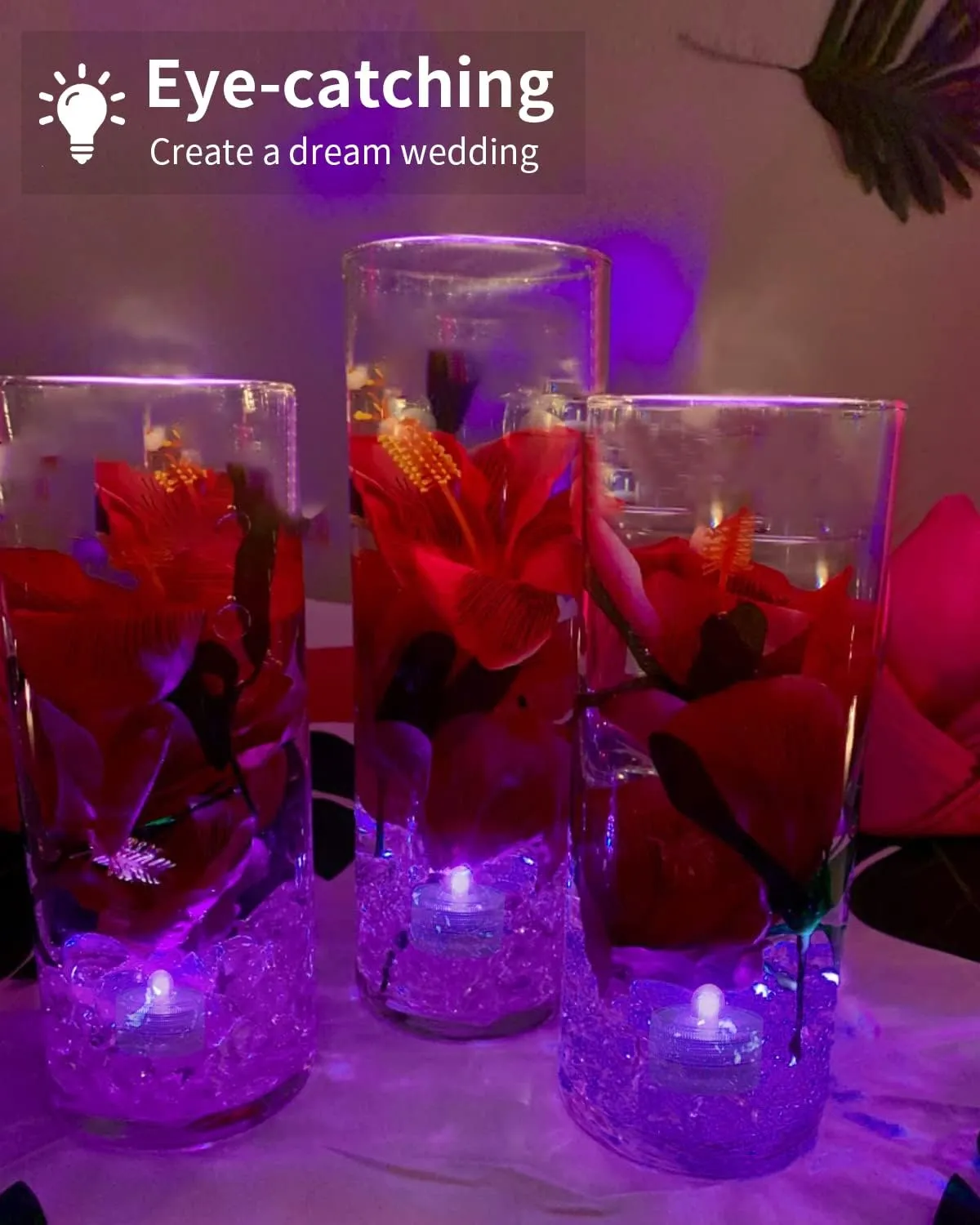 SHYMERY Submersible LED Light,Purple LED Tea Lights, Battery Operated Waterproof Tea Lights for Vase,Wedding Centerpieces, Party, Ponds, Fish Tanks, Swimming Pools(Pack of 24)