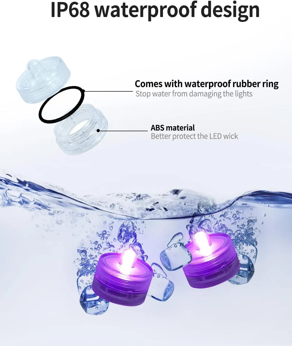 SHYMERY Submersible LED Light,Purple LED Tea Lights, Battery Operated Waterproof Tea Lights for Vase,Wedding Centerpieces, Party, Ponds, Fish Tanks, Swimming Pools(Pack of 24)