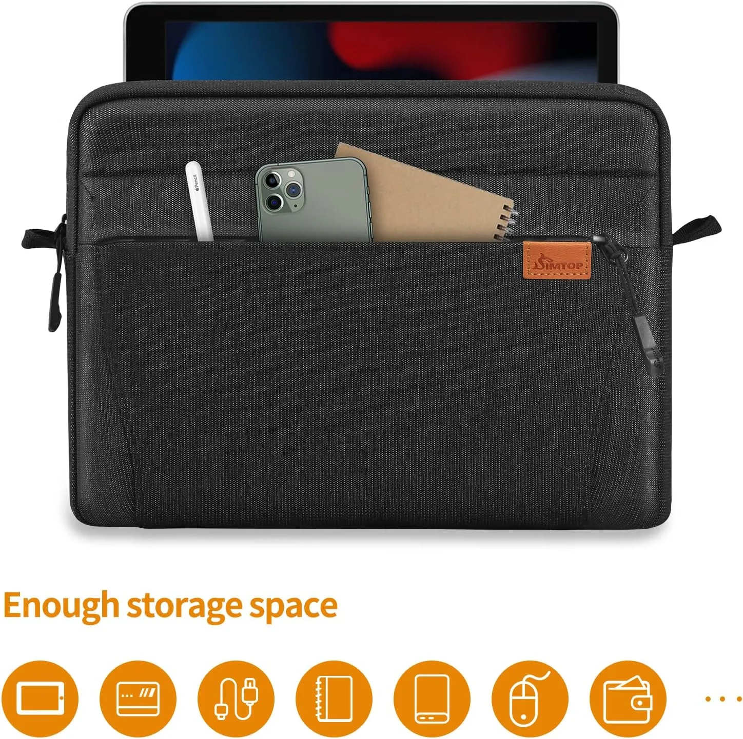 SIMTOP Tablet Sleeve Bag, 11 inch Daily Shoulder Bag for Tablet, Waterproof Crossbody Bag with Smart Organization for Accessories, Essentials Lightweight, YKK Zipper Bag, Polyester