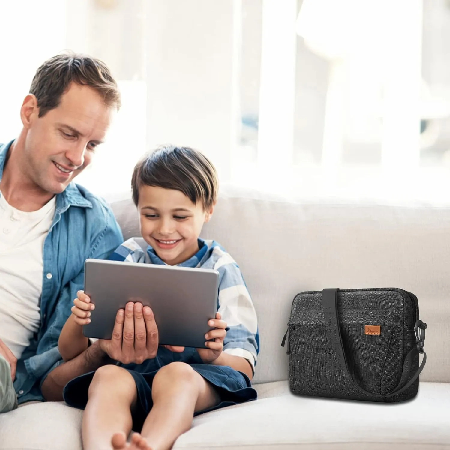 SIMTOP Tablet Sleeve Bag, 11 inch Daily Shoulder Bag for Tablet, Waterproof Crossbody Bag with Smart Organization for Accessories, Essentials Lightweight, YKK Zipper Bag, Polyester