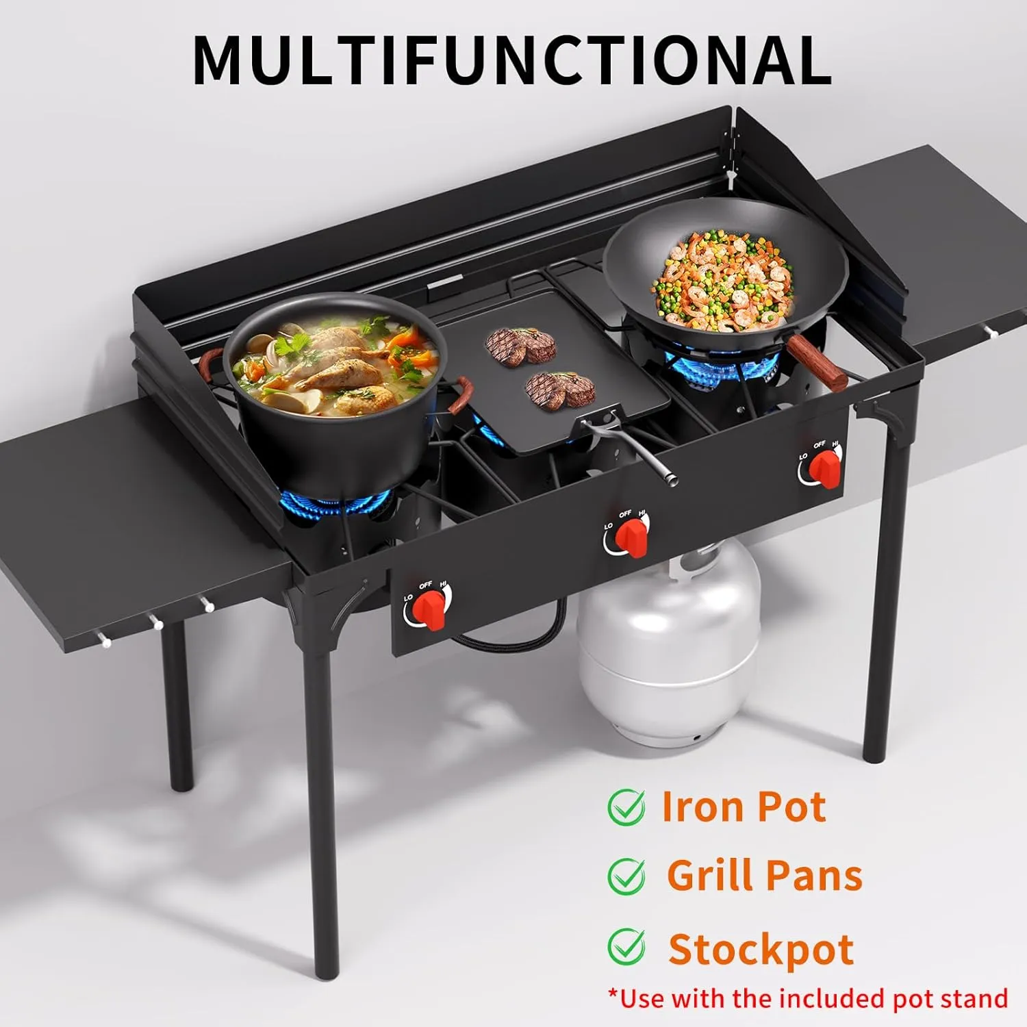 SKOK High Pressure 1/2/3 Burners Propane Camping Stove, Propane Burners for Outdoor Cooking