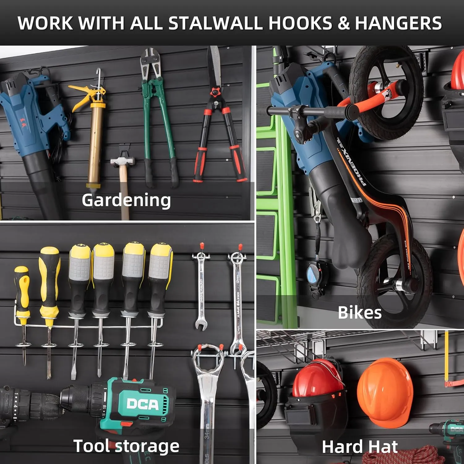 Slat Wall Paneling Garage Wall Organizer, Black Slatwall Panels 4x8 ft Garage Tool Organizer Wall Mount Garage Slat Wall Storage Systems, Slat Board PVC Wall Panels Garage Storage Organization Product