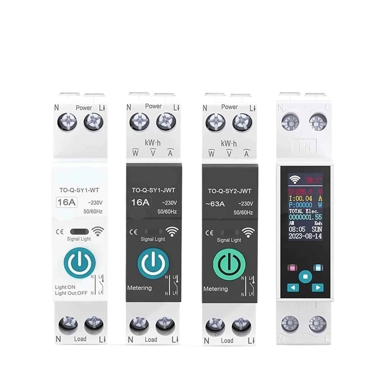 Smart Circuit Breaker with Metering 1P 50A 63A DIN Rail for Wireless Remote Control Switch by APP(SYS LCD VA Protect,10A)