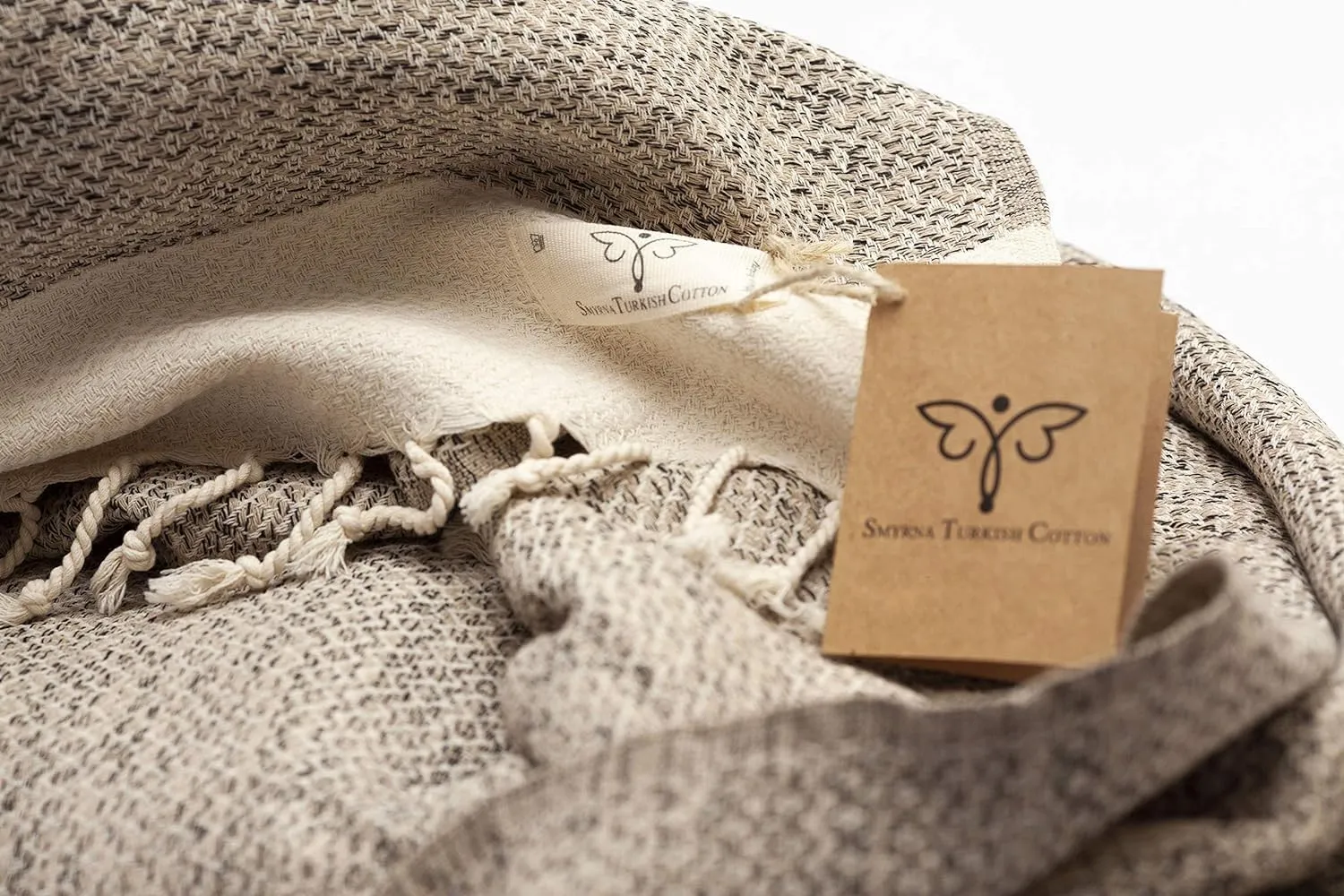 SMYRNA TURKISH COTTON Throw Blanket Vintage Series, 50x60 inch, Outdoor Blankets, Throws and Blankets for Couch, Sofa, Bed, Chair, Beach Picnic, Travel Boho Turkish Blanket Throw, Beige