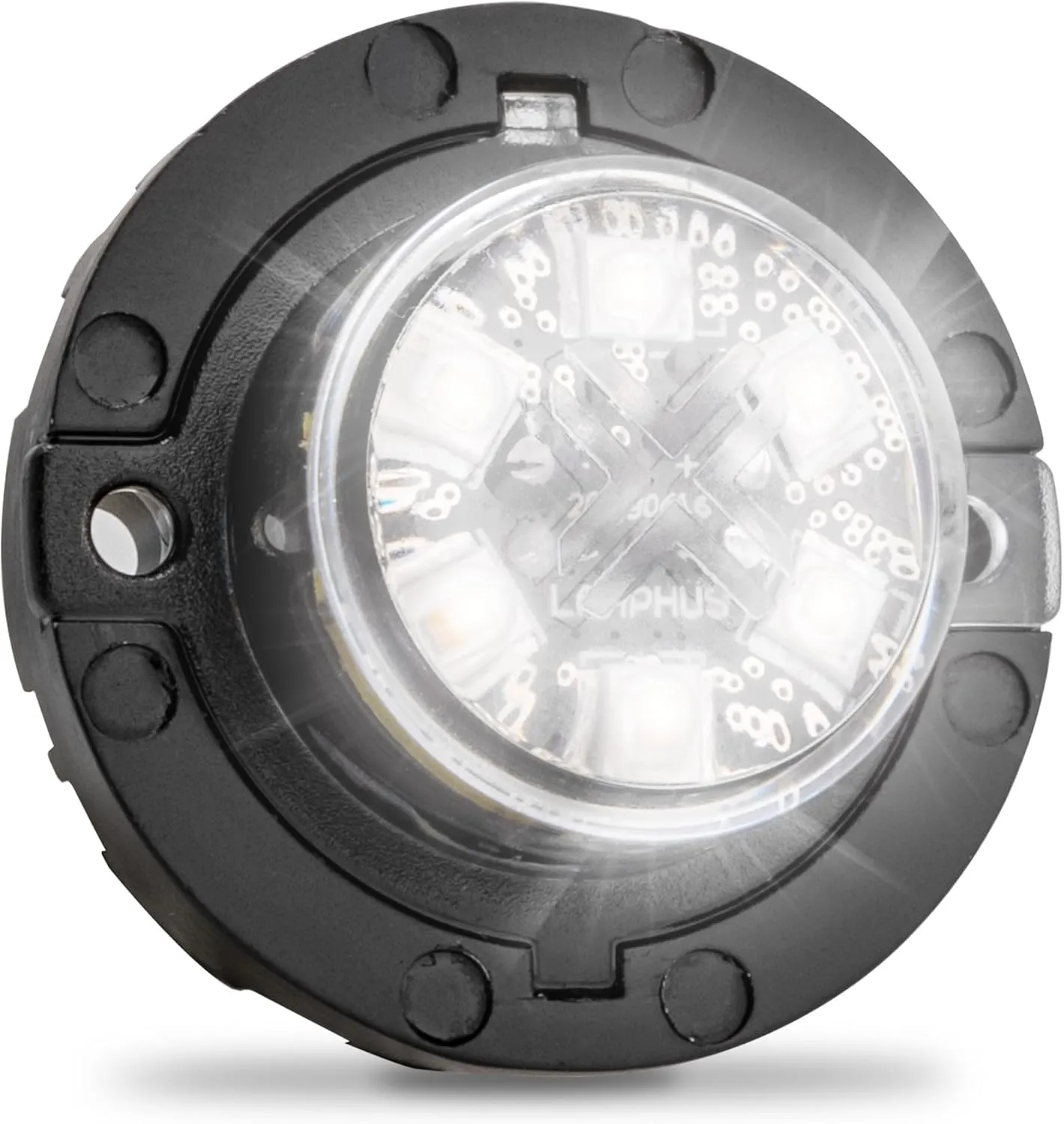 SnakeEye III White Clear LED Hideaway Strobe Light [SAE Class 1] 12V 1 Inch Round Waterproof Wig Wag Emergency Flashing Hide Away Fire Police Light Bulb Kit for Firefighter EMS POV Truck Van Vehicle
