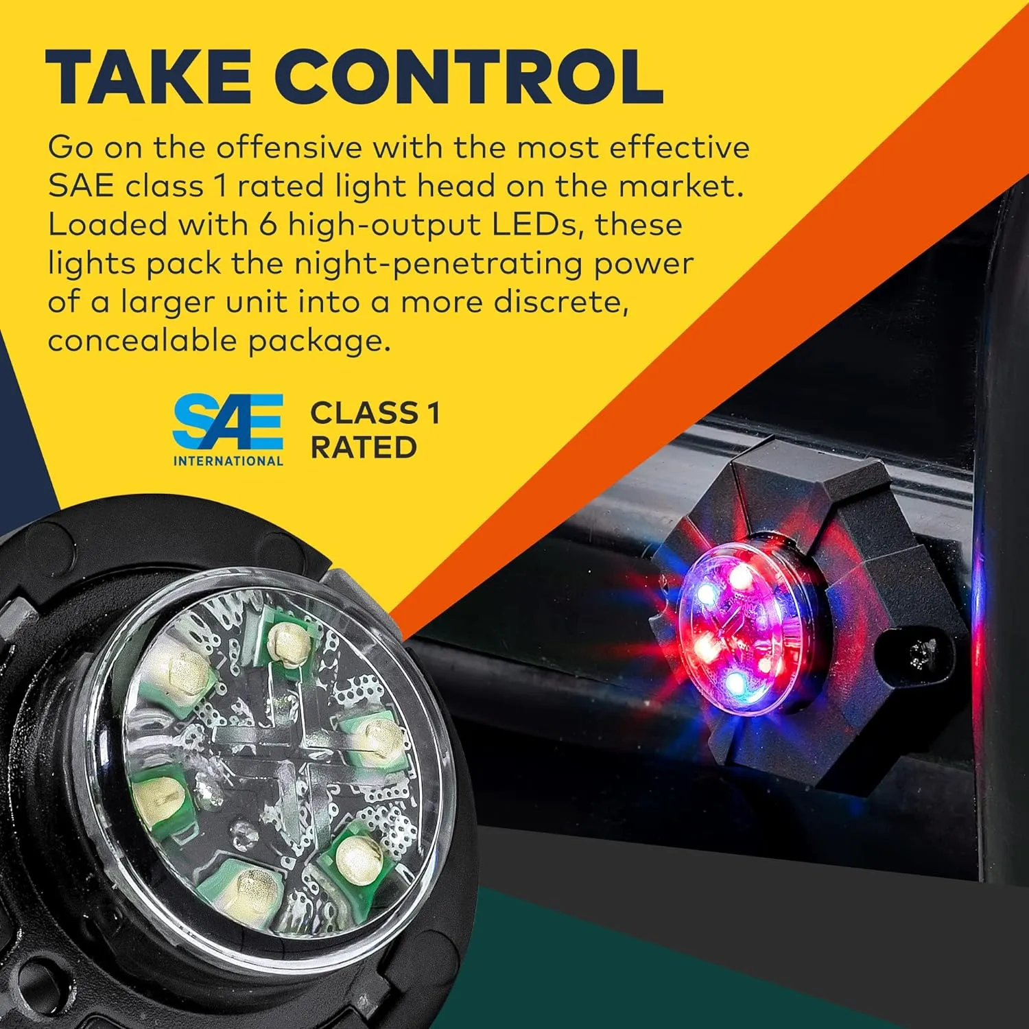 SnakeEye III White Clear LED Hideaway Strobe Light [SAE Class 1] 12V 1 Inch Round Waterproof Wig Wag Emergency Flashing Hide Away Fire Police Light Bulb Kit for Firefighter EMS POV Truck Van Vehicle