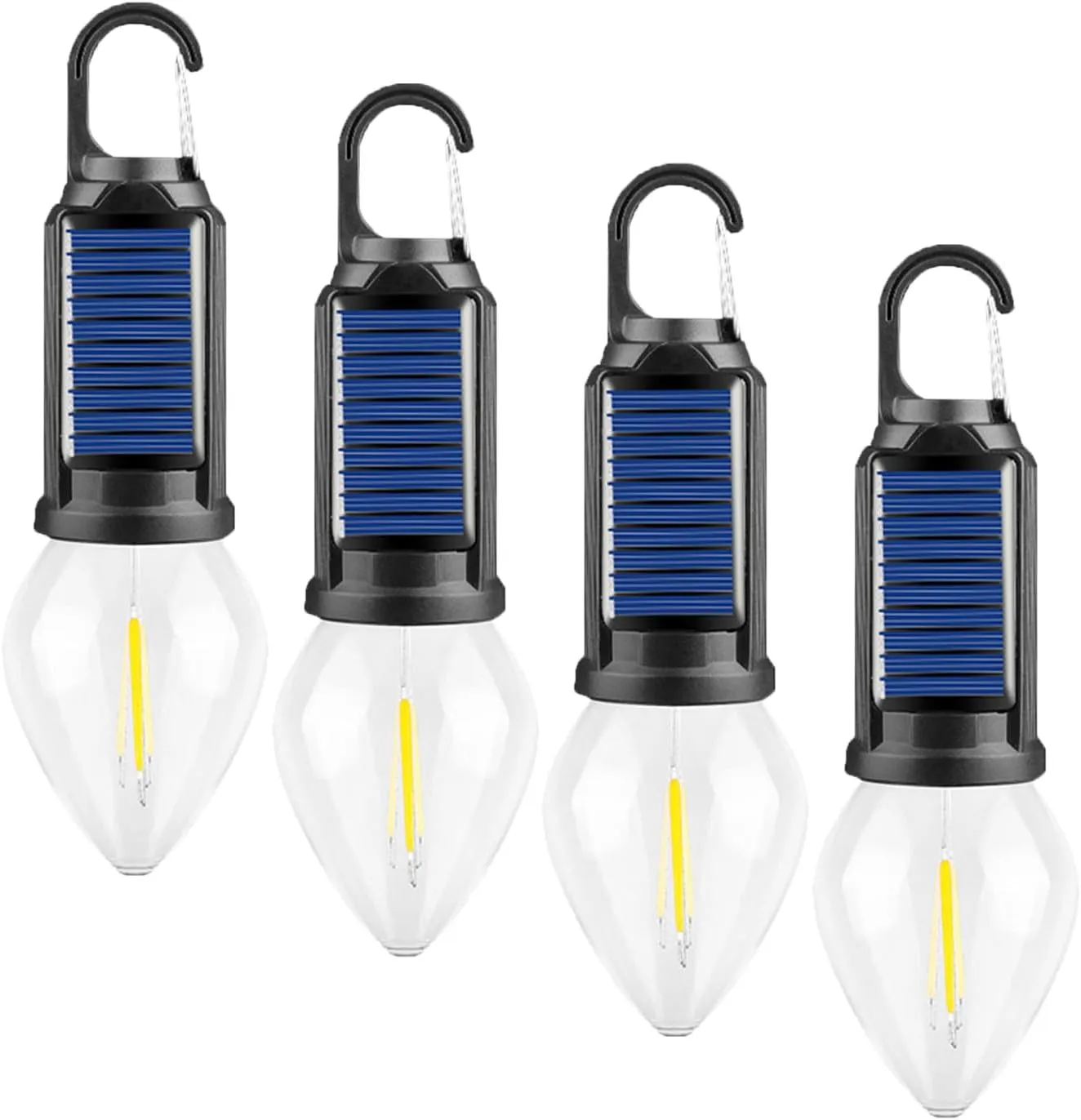 Solar Tent Camping Light Bulb Rechargeable Portable LED Camping Lantern3 Lighting Modes Tungsten Light Tent Lamp with Clip Hook for Camping, Hiking, Backpacking, Emergency Outage (T03)