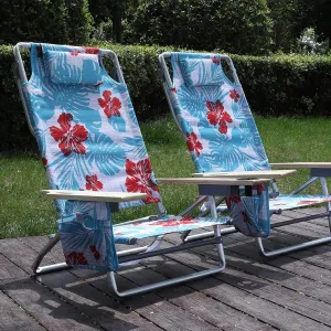 Sophia & William 5-Position Layflat Beach Chairs Folding Lightweight (2-Pack) Backpack Camping Chair Folding Portable Arm Chairs with Towel Bar, Supports 250 LBS