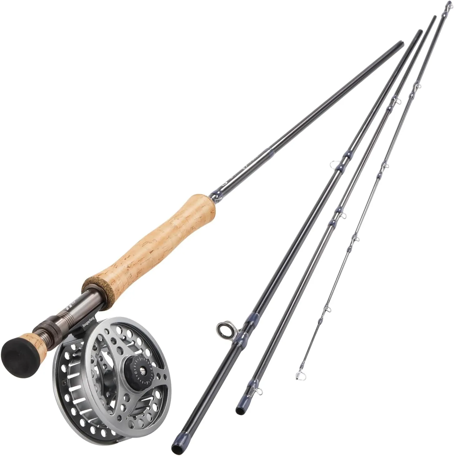 Sougayilang 5/6 Weight 9ft Fly Rod, 4-Piece Graphite Rod, Die Cast Aluminum Reel, Carrying Case, Fly Box & Fishing Flies Combo Starter Kit