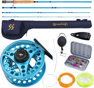 Sougayilang Fly Fishing Combo, 4 Piece Fly Rod and CNC Machined Aluminum Alloy Reel Complete Starter Package with Rod Bag