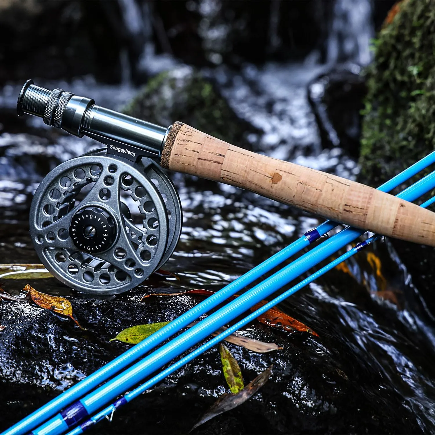 Sougayilang Fly Fishing Combo, 4 Piece Fly Rod and CNC Machined Aluminum Alloy Reel Complete Starter Package with Rod Bag