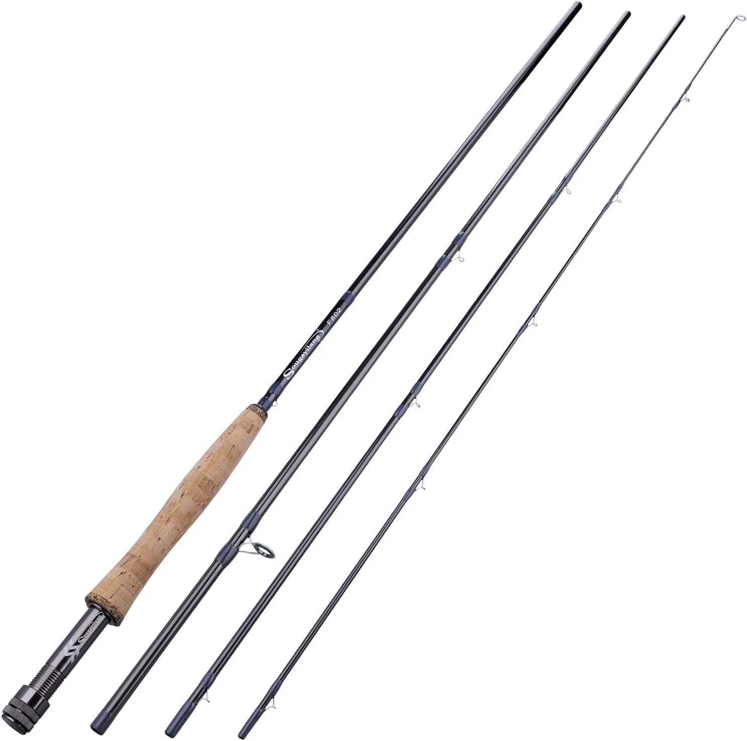Sougayilang Fly Fishing Rod, Lightweight Ultra-Portable 4 Pieces Graphite Fly Rod for Complete Starter 5/6wt, 7/8wt Rod for Traveling
