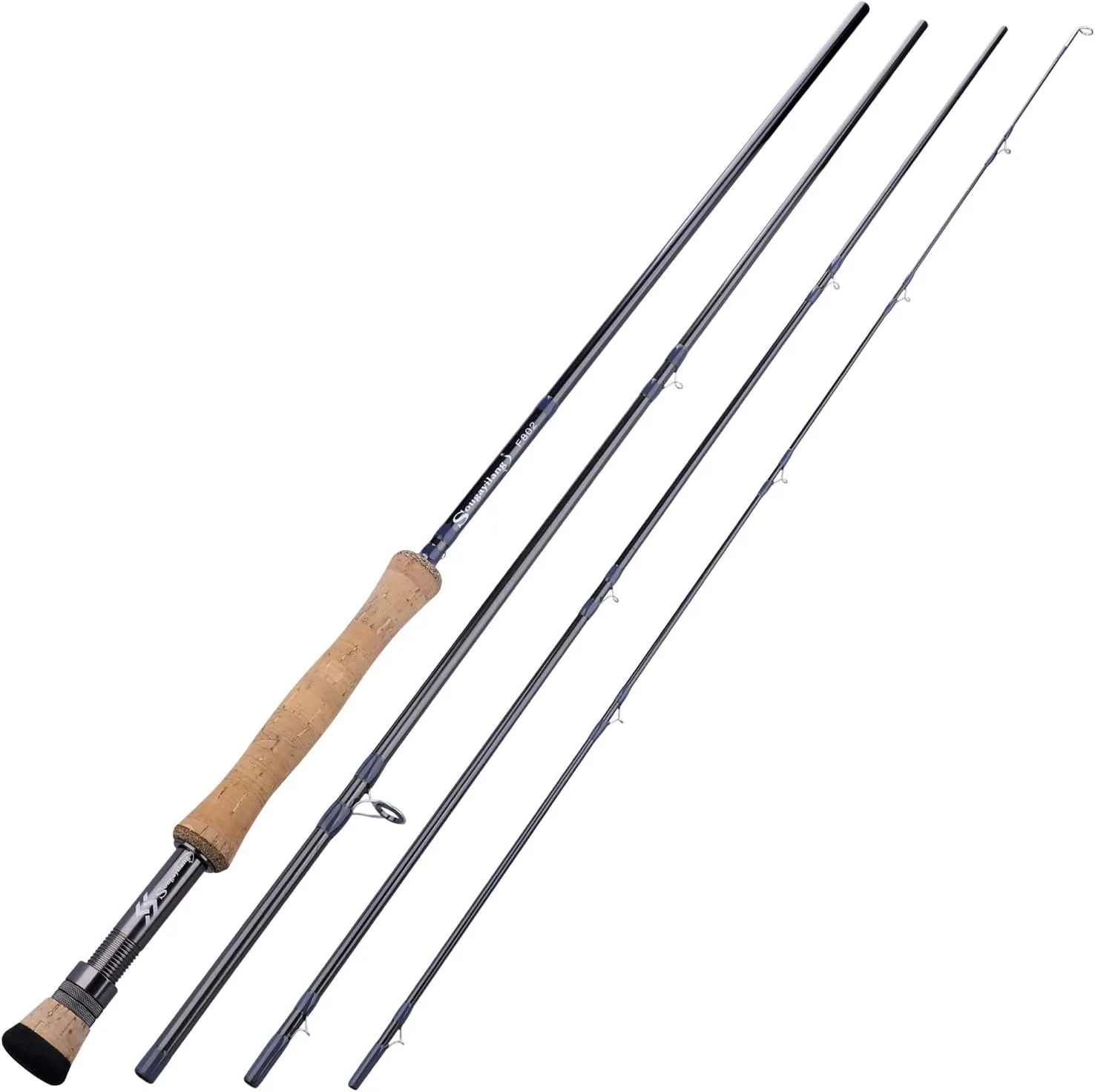 Sougayilang Fly Fishing Rod, Lightweight Ultra-Portable 4 Pieces Graphite Fly Rod for Complete Starter 5/6wt, 7/8wt Rod for Traveling