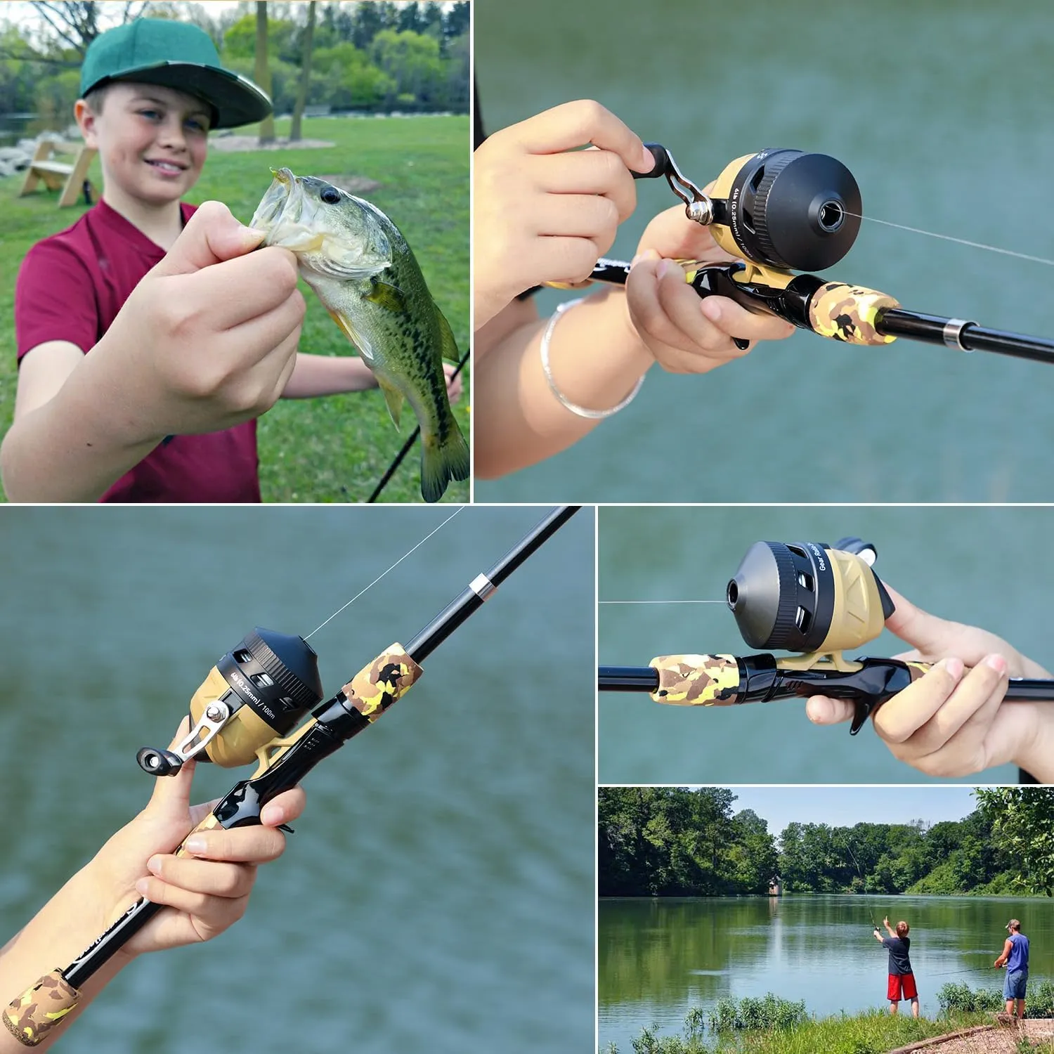 Sougayilang Kids Fishing Rod and Reel Combo,Light Weight Fishing Pole with Spincast Fishing Reel Tackle Bag Lures for Youth,Girls and Boys Good Starter Fishing Kit
