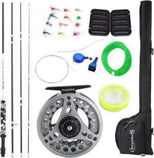 Sougayilang Standard Fly Fishing Combo Starter Kit, 5/6 Weight 9' Fly Rod with SuperPolymer Handle, Accessories, Carrying Case, Fly Box Case & Fishing Flies