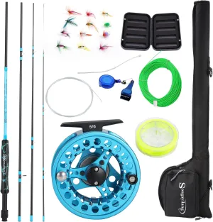 Sougayilang Standard Fly Fishing Combo Starter Kit, 5/6 Weight 9' Fly Rod with SuperPolymer Handle, Accessories, Carrying Case, Fly Box Case & Fishing Flies