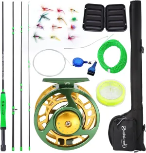 Sougayilang Standard Fly Fishing Combo Starter Kit, 5/6 Weight 9' Fly Rod with SuperPolymer Handle, Accessories, CNC Fly Reel, Carrying Case, Fly Box Case & Fishing Flies