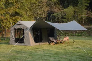 Spacious Inflatable Camping Tent for Family Adventures, Easy Setup, Waterproof Canopy, Army Green